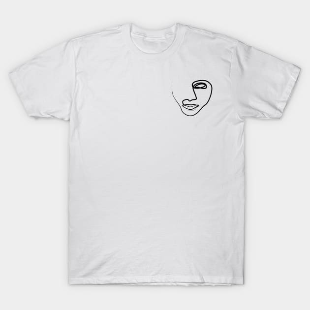 Face Line Art Black T-Shirt by Allan Vargas